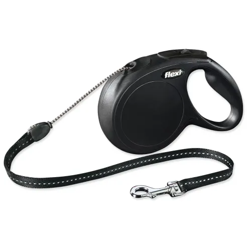 Povodac Flexi Classic New s užetom M crni 8m