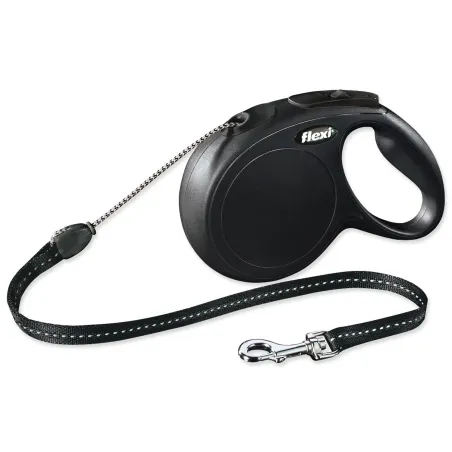 Povodac Flexi Classic New s užetom M crni 8m