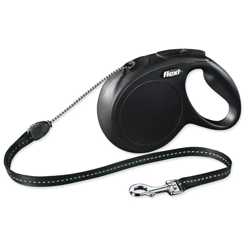 Povodac Flexi Classic New s užetom M crni 8m