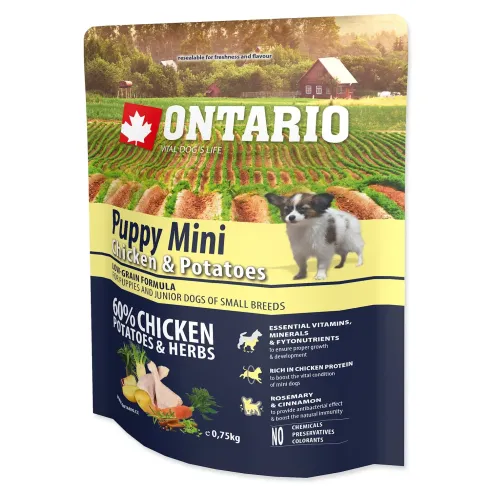 Hrana Ontario Puppy Mini Chicken & Potatoes 0,75kg