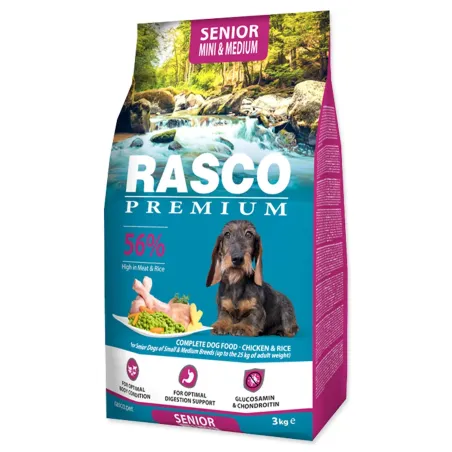 Hrana Rasco Premium Senior Mini & Medium piletina s rižom 3kg