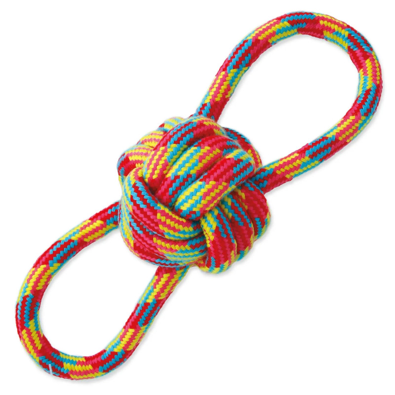 Igračka Dog Fantasy za povlačenje osmica, šarena pamučna s čvorom 22 cm