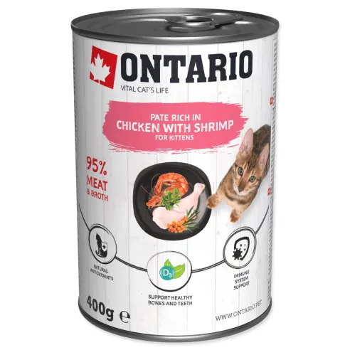 Konzerva Ontario Kitten piletina s kozicama, pašteta 400 g