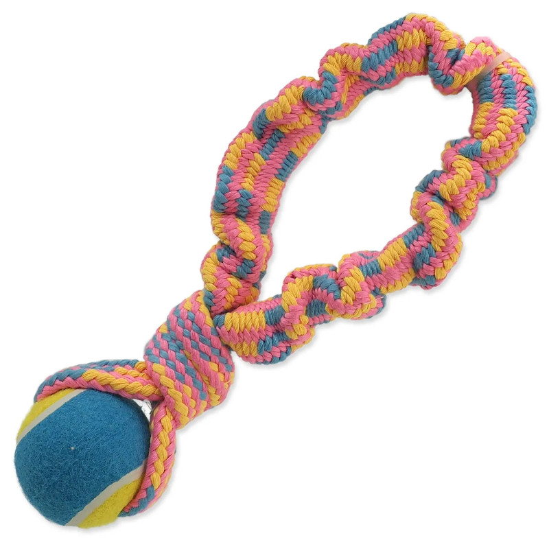 Igračka Dog Fantasy za potezanje s teniskom lopticom, šareni uzorak 2, 28 cm