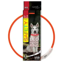 Ovratnik za psa Dog Fantasy LED, najlon, narančast, 65 cm