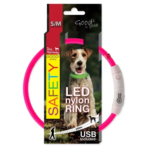 Ogrlica Dog Fantasy LED najlon ružičasta 45 cm