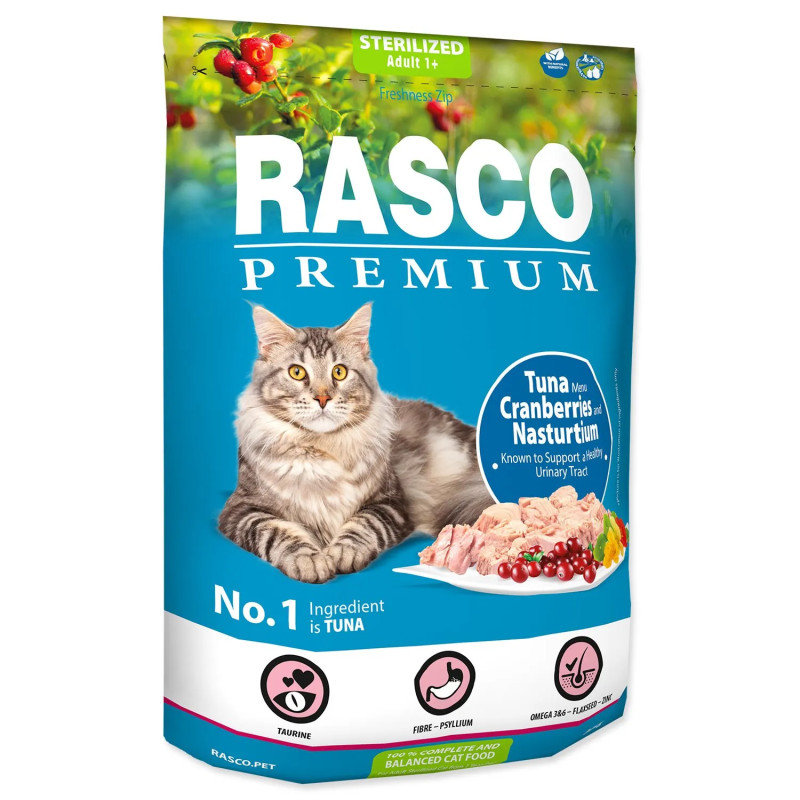Hrana Rasco Premium Sterilized tuna s brusnicom i kapucinkom 0,4kg