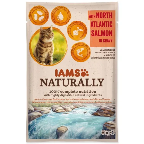 Vrećica IAMS Naturally Adult losos u umaku 85 g
