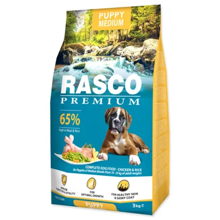 Hrana za štence Rasco Premium Puppy Medium piletina s rižom 3kg
