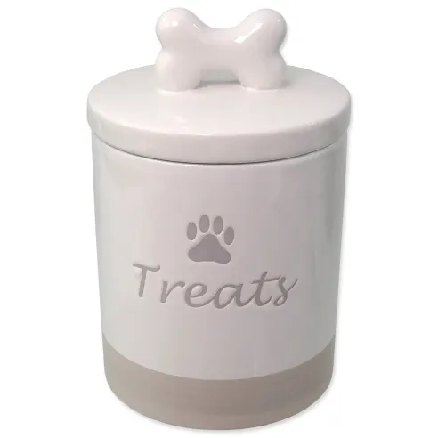 Posuda Dog Fantasy keramička za poslastice bijela s ručkom 13,5x21,5cm, 1500ml