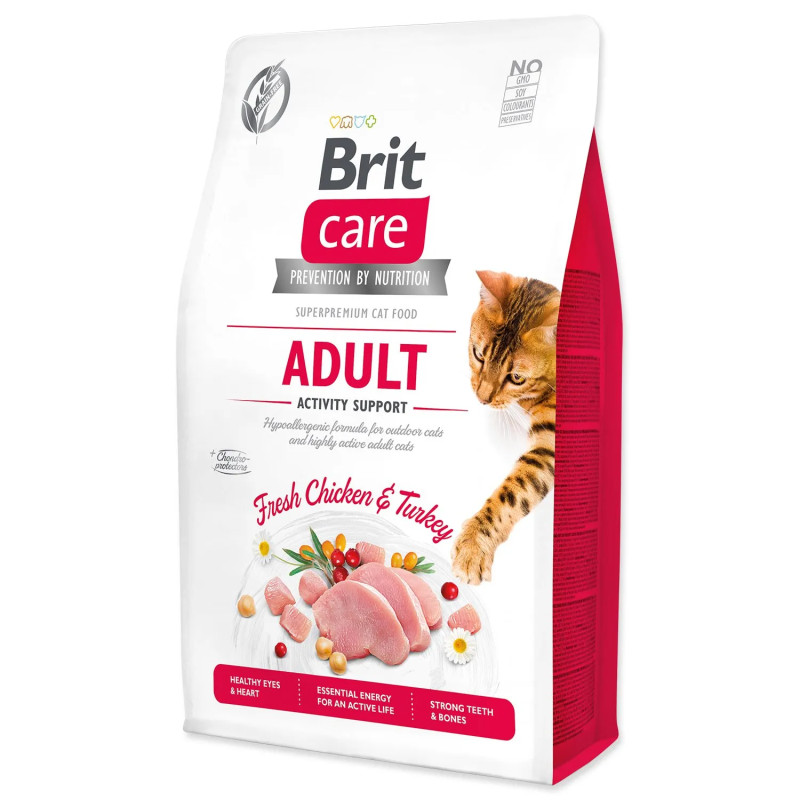 Hrana Brit Care Cat bez žitarica za odrasle, podrška aktivnosti 2 kg