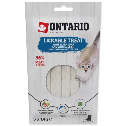 Poslastica Ontario lizajuća extra tuna i treska 5x14g