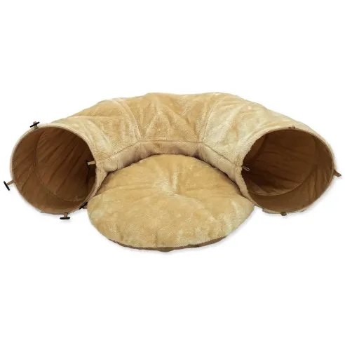 Tunel Magic Cat pliš u obliku slova U s jastučićem bež 95x26cm