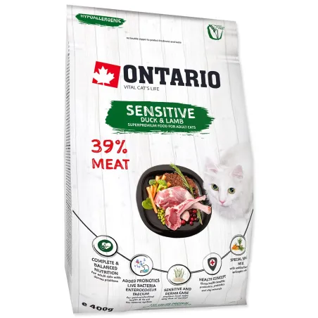 Hrana Ontario Cat sensitive/Derma 0,4kg