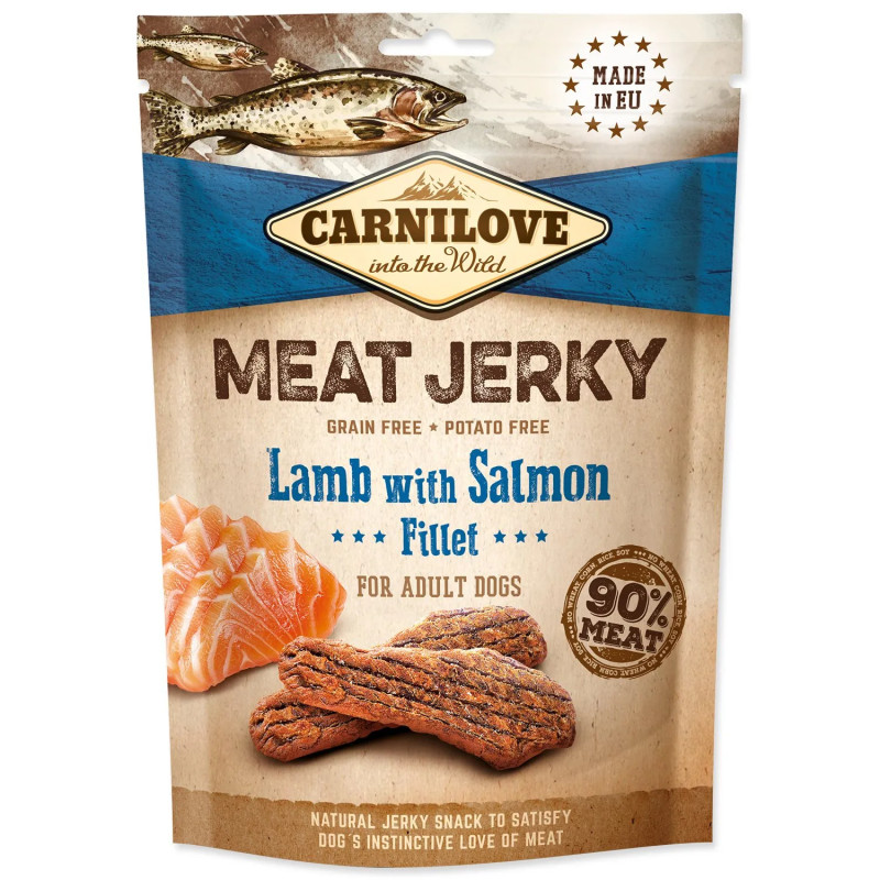 Poslastica Carnilove Jerky janjetina i losos, ploške 100 g