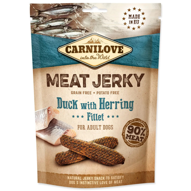 Poslastica Carnilove Jerky patka i haringa, ploške 100 g