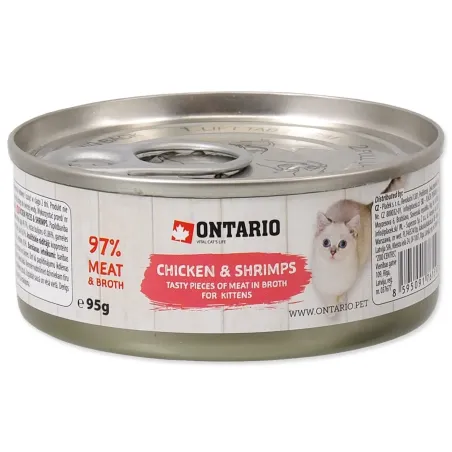 Konzerva Ontario Kitten pileći komadići s kozicama 95 g
