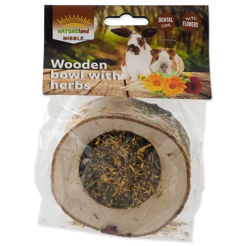 Poslastica Nature Land Nibble drvena zdjelica punjena biljem 120 g