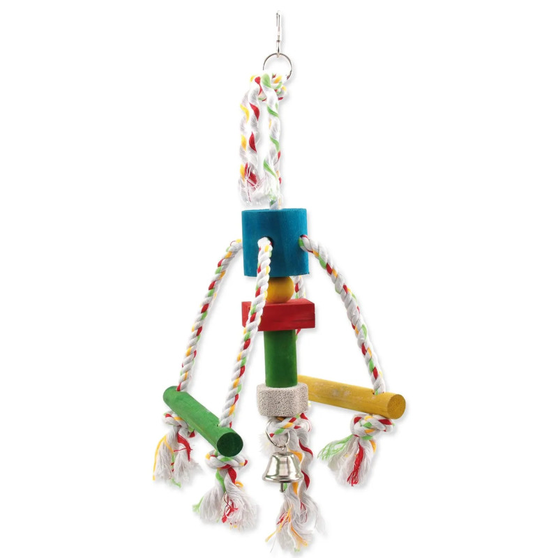 Igračka Bird Jewel drvena hobotnica, viseća na užetu 10x15x29cm