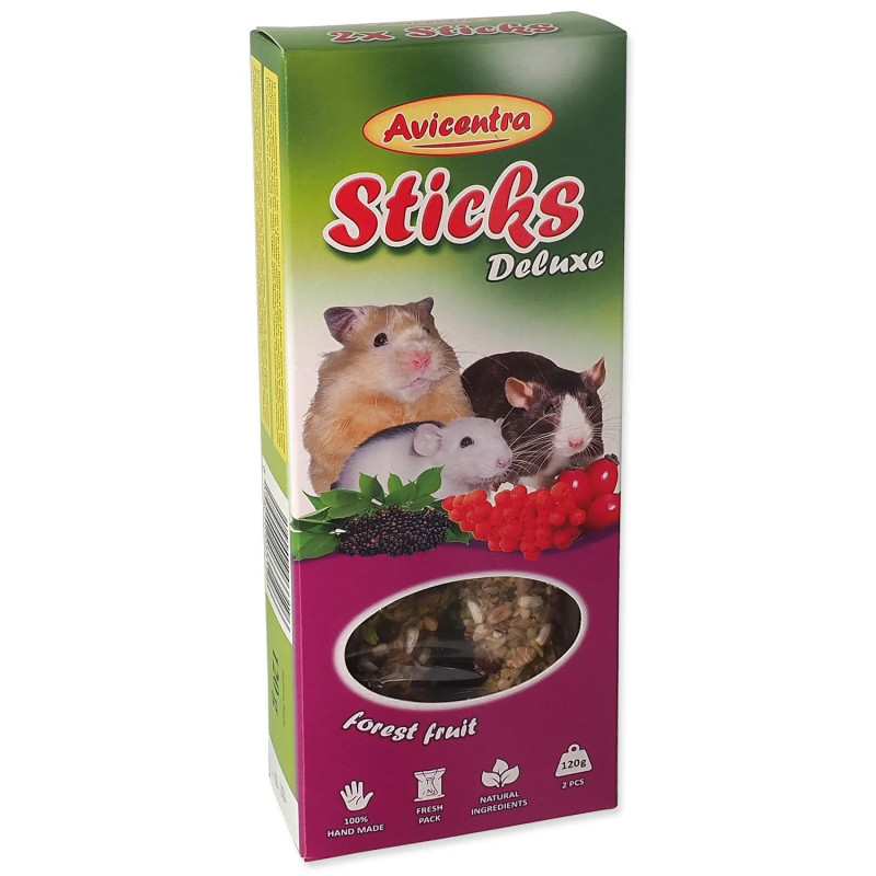 Štapić Avicentra Deluxe za malog glodavca, sa šumskim voćem, 2 kom.