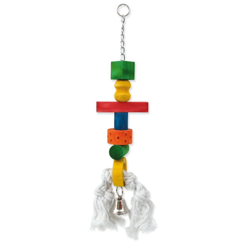 Igračka Bird Jewel drveni zvončić za vješanje na užetu 9x50cm