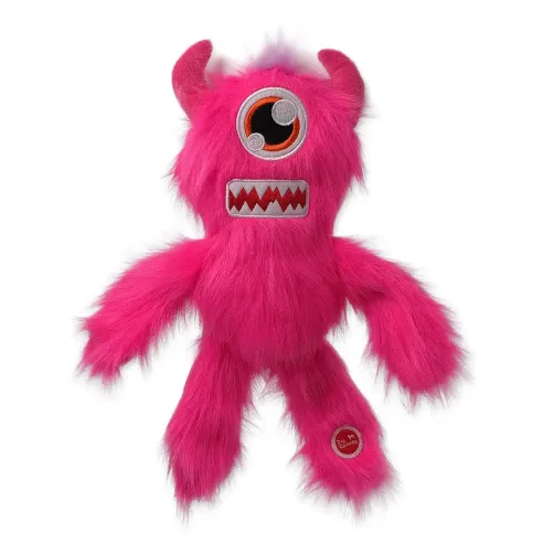 Igračka Dog Fantasy Monsters strašilo, s pištaljkom, jednooko, dlakavo, ružičasto, 35 cm