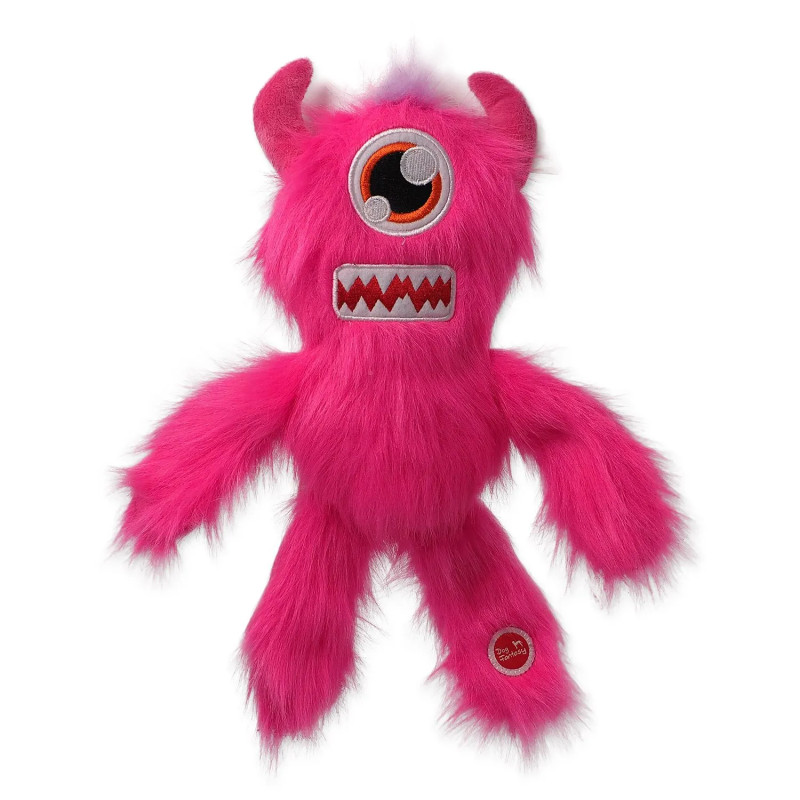 Igračka Dog Fantasy Monsters strašilo, s pištaljkom, jednooko, dlakavo, ružičasto, 35 cm
