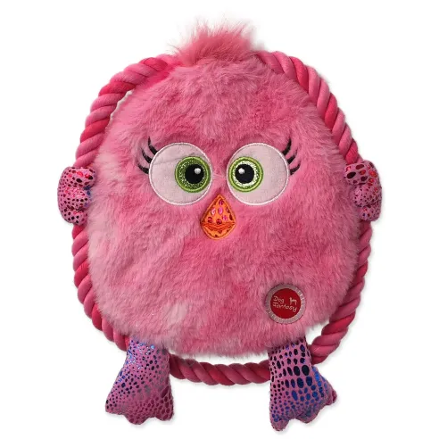Igračka Dog Fantasy Monsters šuštava kokoš s konopcem ružičasta 18 cm