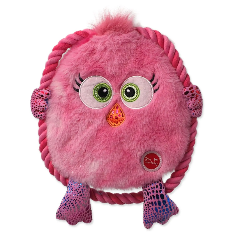 Igračka Dog Fantasy Monsters šuštava kokoš s konopcem ružičasta 18 cm