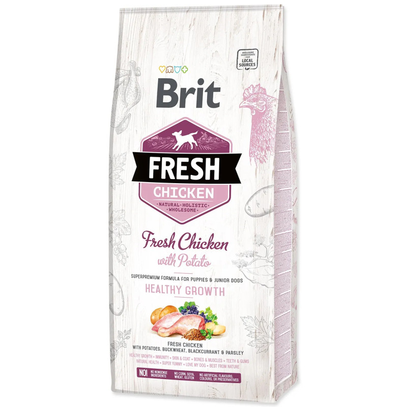 Hrana Brit Fresh Chicken with Potato za štence Healthy Growth 12kg