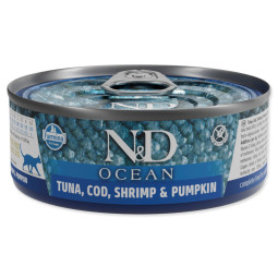 Konzerva N&D Cat Ocean Tuna, bakalar, škampi i bundeva 70g