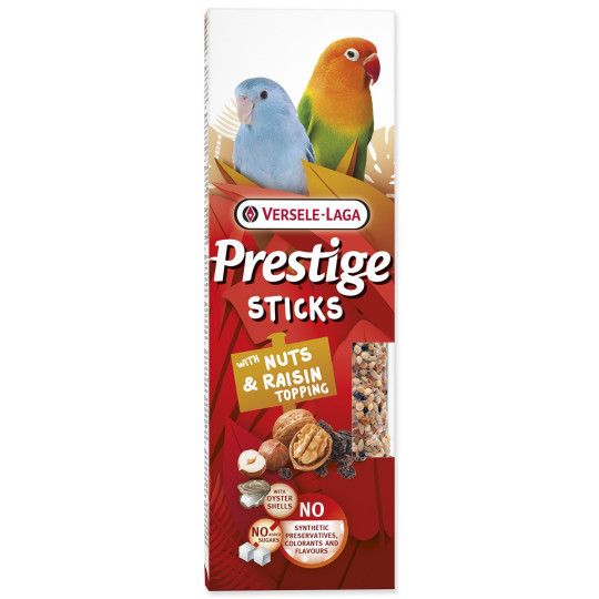 Štapići Versele-Laga Prestige mali papagaj s orasima i preljevom od grožđica 60 g 2 kom
