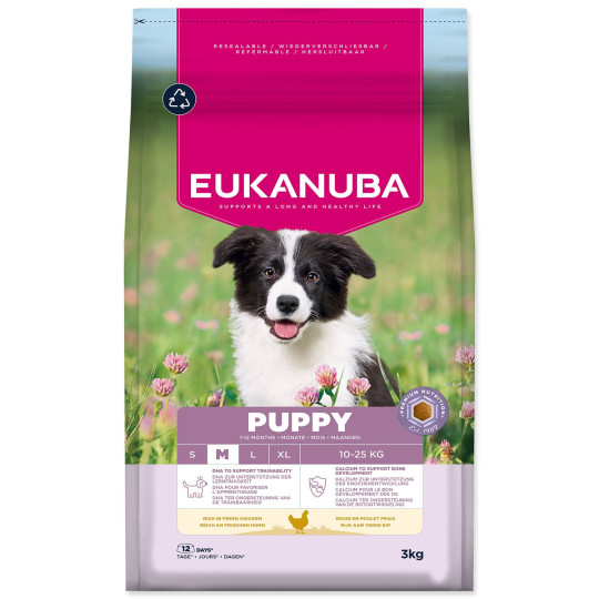 Hrana EUKANUBA Puppy Medium bogata svježom piletinom 3 kg