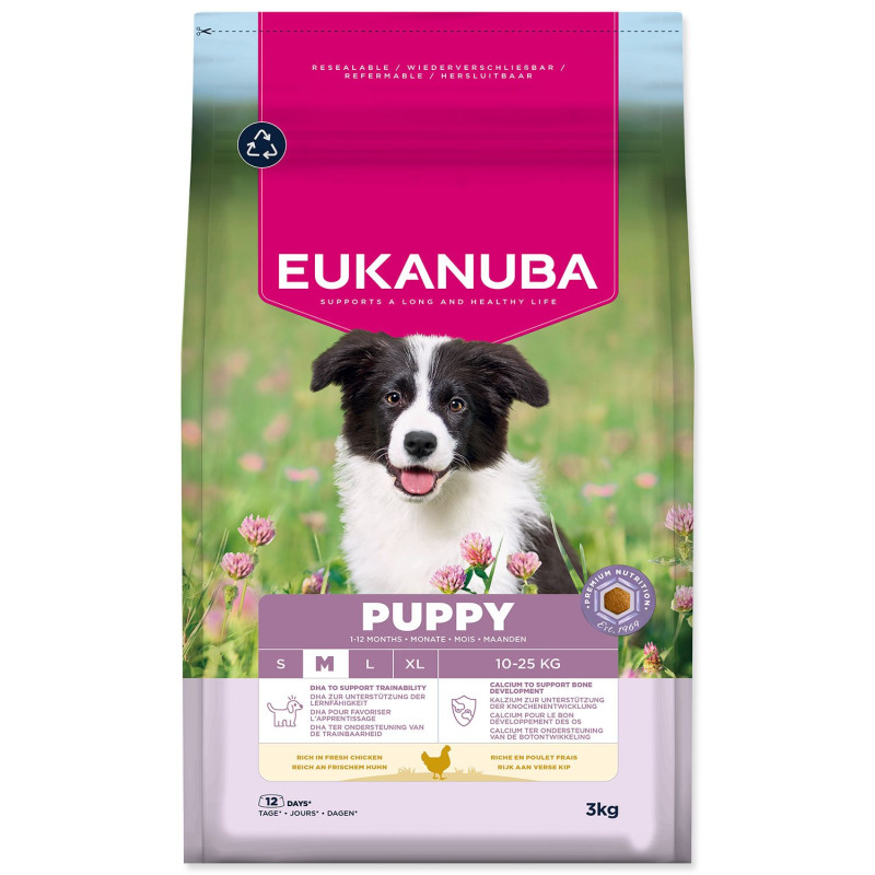 Hrana EUKANUBA Puppy Medium bogata svježom piletinom 3 kg