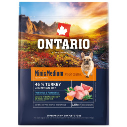 Hrana Ontario Mini & Medium Weight Control Puretina & smeđa riža 2,25kg