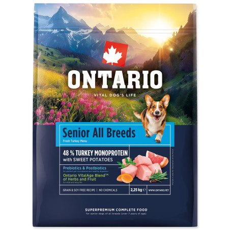 Hrana Ontario Senior All Breeds Monoprotein Puretina i slatki krumpir 2,25kg