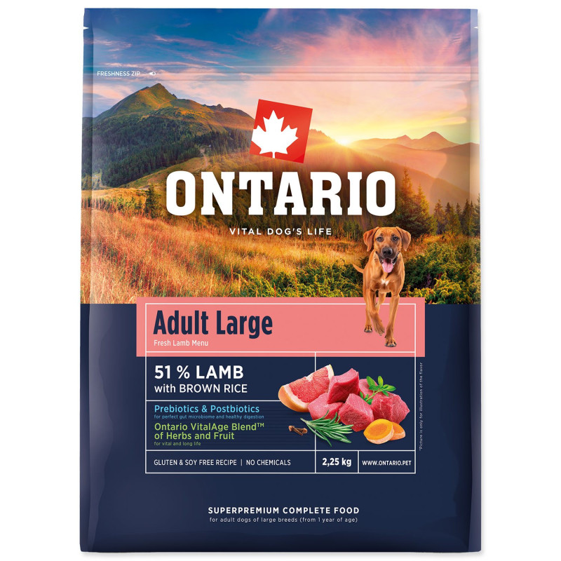 Hrana Ontario Adult Large Janjetina i smeđa riža 2,25kg