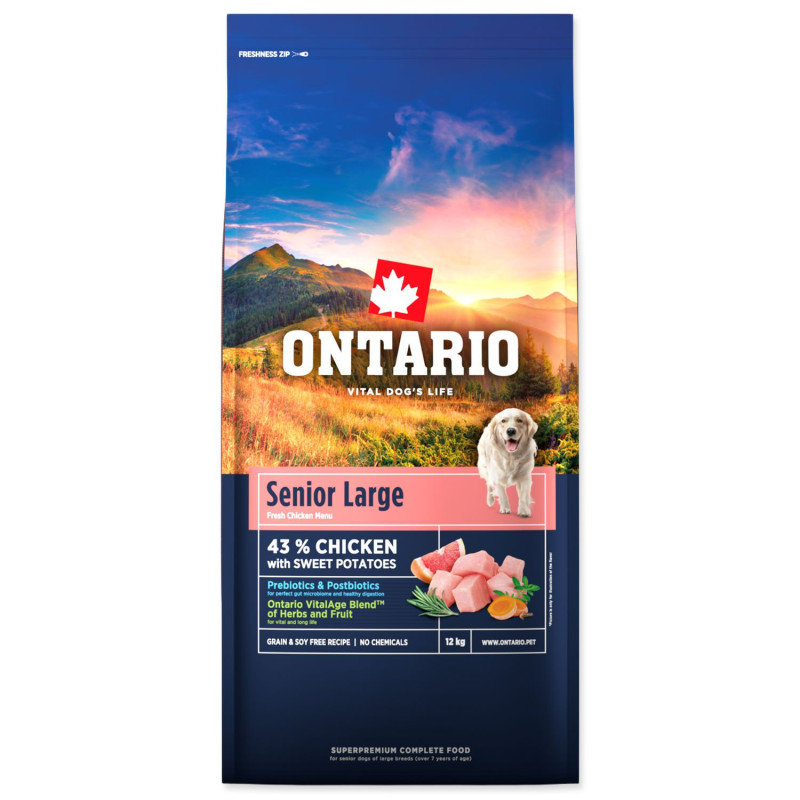 Hrana Ontario Senior Large s piletinom i slatkim krumpirom 12 kg