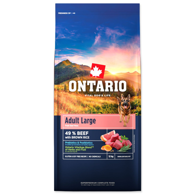 Ontario Adult Large Govedina i smeđa riža 12 kg