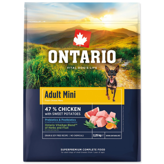 Hrana Ontario Adult Mini piletina i slatki krumpir 2,25 kg