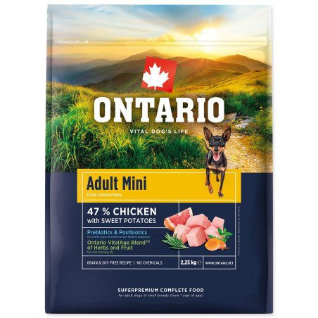 Hrana Ontario Adult Mini piletina i slatki krumpir 2,25 kg