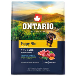 Hrana za štence Ontario Puppy Mini Lamb & Brown Rice 2,25 kg