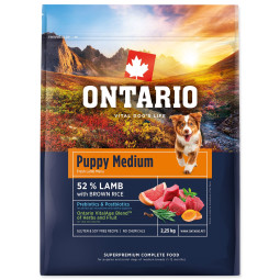 Hrana Ontario Puppy Medium Janjetina i smeđa riža 2,25kg