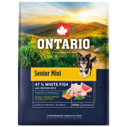 Hrana Ontario Senior Mini Riba i smeđa riža 2,25 kg