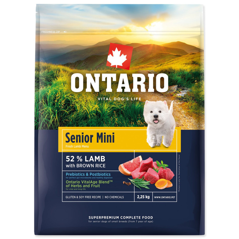 Hrana Ontario Senior Mini Lamb & Brown Rice 2,25 kg