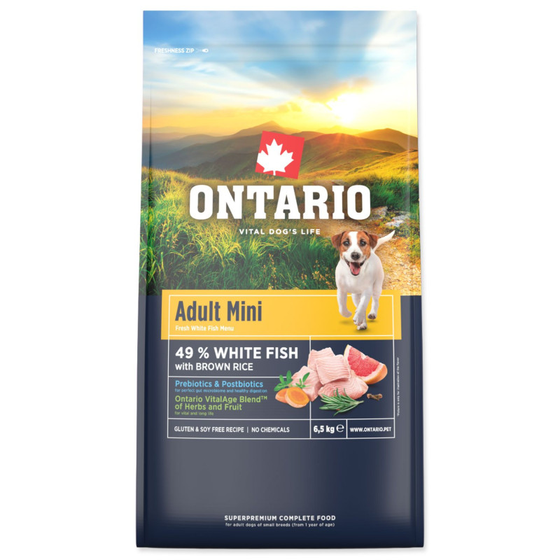 Hrana Ontario Adult Mini Fish & Brown Rice 6,5kg
