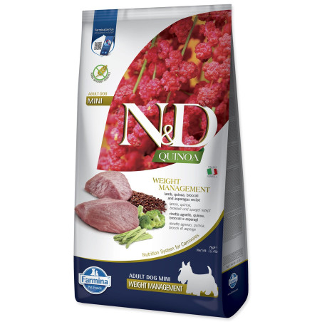 Hrana N&D Dog Adult Quinoa Kontrola težine Janjeće i brokula 7kg