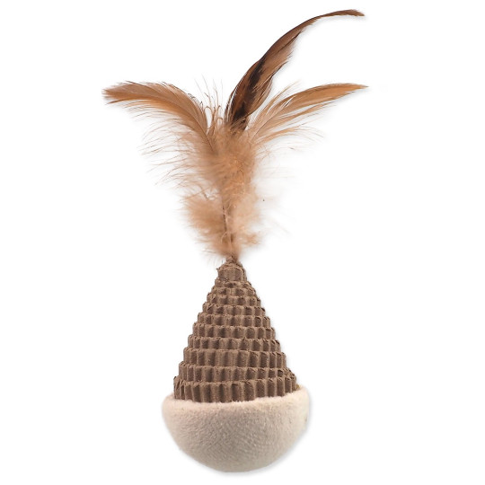Igračka Magic Cat Natural Fun stožac s perjem karton/pliš bijela 6 cm