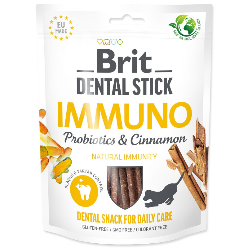 Poslastica Brit Dental Stick Immuno s probioticima i cimetom 7 kom