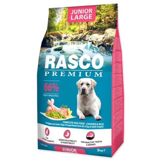 Rasco Premium Junior Large hrana za pse piletina s rižom, 3 kg